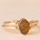 Anello doppio girevole vintage in oro giallo 9K con amazonite e ambra, anni ‘70/‘80