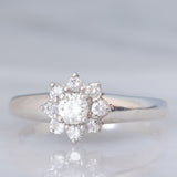 Anello a fiore vintage in platino con diamanti di taglio brillante (0.50ctw), anni ‘60/‘70