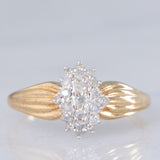 Anel de diamante vintage em ouro amarelo e branco 9K (aprox. 0.20ctw), década de 80