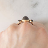 Trilogy vintage in oro giallo 14K con granati di taglio cabochon (5.50ctw ca.), anni ‘40/‘50
