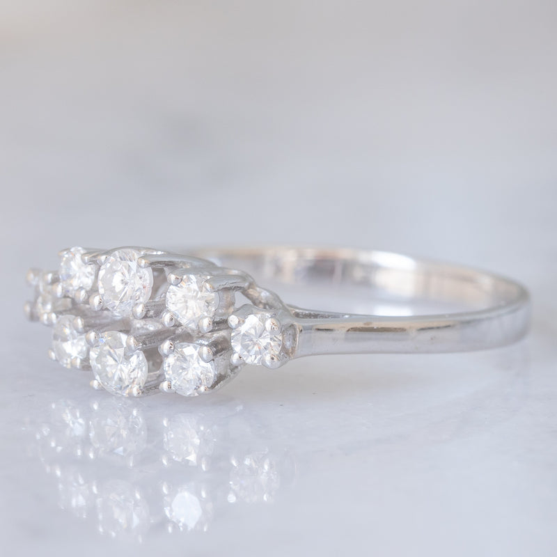 Anello vintage in oro bianco 14K con diamanti di taglio brillante (0.42ctw ca.), anni ‘80