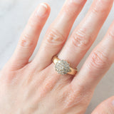 Anello a fiore e a fascia in oro giallo 14K con diamanti di taglio brillante (0.70ctw ca.), anni ‘70