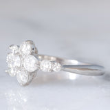 Anello a fiore vintage in platino con diamanti di taglio brillante (1ctw), anni ‘80