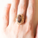Vintage-Cocktailring aus 14-karätigem Gelbgold mit Rauchquarz (ca. 5.80 Karat), 60er Jahre