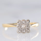 Anello antico in oro giallo 18K e platino con diamanti (0.09ctw ca.), anni ‘10/‘20