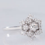 Anello a fiocco di neve in oro bianco 14K con diamanti (0.36ctw ca.), anni ‘70