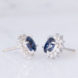 Orecchini a margherita vintage in platino con zaffiri (1.96ctw) e diamanti (0.34ctw), anni ‘90