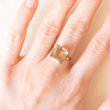 Vintage-Cocktailring aus 18 Karat Gelbgold mit Rauchquarz (ca. 7 Karat), 60er/70er Jahre
