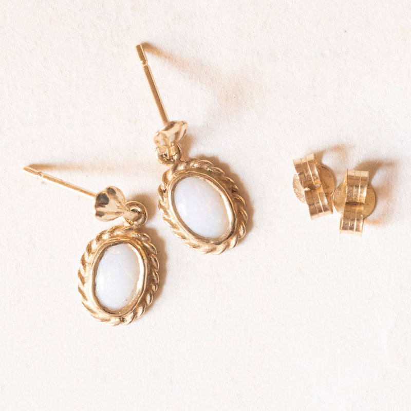 Orecchini pendenti a forma di rosa con Angelite Azzurra e Perle - Vintage Orecchini pendenti a forma di rosa con Angelite Azzurra e Perle - Vintage