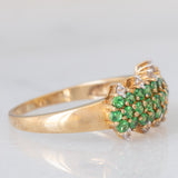 Anello in oro giallo 9K con tsavoriti (0.65ctw ca.) e zaffiri bianchi