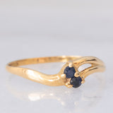 Anello Toi et Moi vintage in oro giallo 18K con zaffiri, anni ‘70