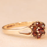 Vintage 9K Yellow Gold Flower Ring with Garnets (0.30ctw approx.)