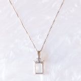 Halskette mit Vintage-Kette aus 9-karätigem Weißgold und modernem Anhänger aus 9-karätigem Weißgold mit Aquamarin (ca. 1 Karat) und Diamanten