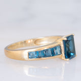 Anello vintage in oro giallo 9K e topazi azzurri (2.80ctw ca.), anni ‘90