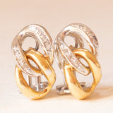 Vintage 18K yellow and white gold earrings with diamonds, 70s/80s