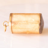 Винтажный кулон для экстренных денег в виде цилиндра из желтого золота 9 карат с банкнотой в десять шиллингов, 60-70-е гг.