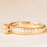 Anello a margherita vintage in oro giallo 14K con diamanti di taglio brillante (0.25ctw ca.), anni ‘70/‘80
