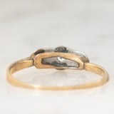 Trilogie Art Déco en or jaune et blanc 9 carats avec diamants taille ancienne (environ 0.09 ct), années 20/30