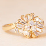 Vintage-Ballerina-Ring aus 18-karätigem Gelbgold mit Diamanten im Brillant- und Spitzschliff (ca. 0.70 ctw), 80er Jahre