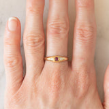 Trilogy gypsy vintage in oro giallo 14K con rubino e diamanti, anni ‘70/‘80