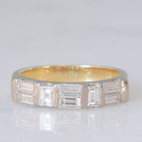 Bague vintage en or jaune et blanc 18 carats avec diamants taille baguette (environ 1 ct), années 80