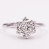 Anel vintage de floco de neve em ouro branco 14K com diamantes em lapidação brilhante (aprox. 0.40 ctw), década de 70