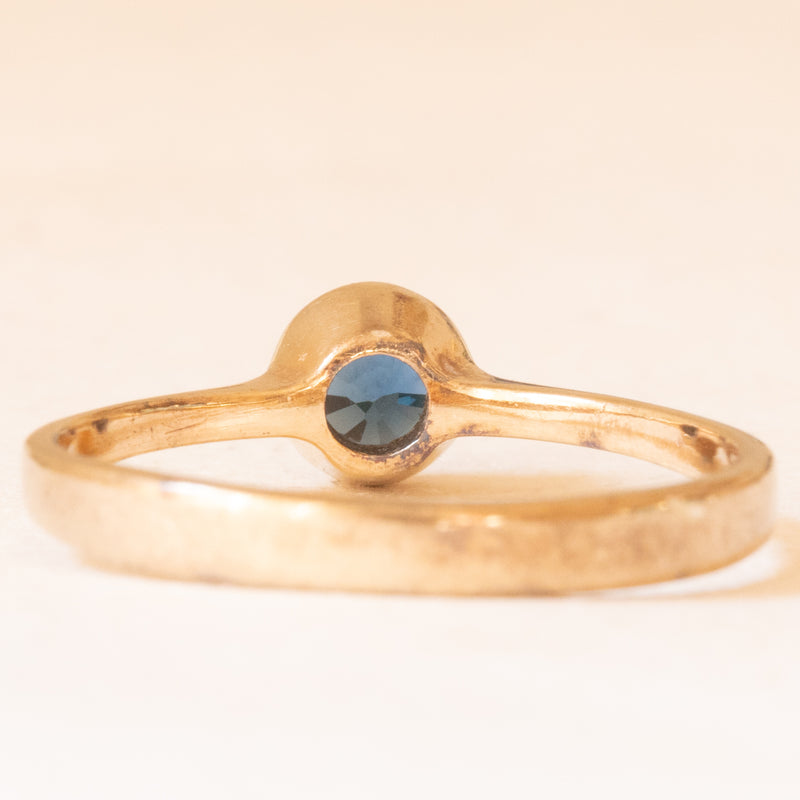 Solitario vintage in oro giallo 9K con topazio blu trattato (0.40ct ca.), anno 1984