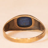 Anello chevalier vintage in oro giallo 8K con lapislazzuli, anni ‘50