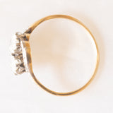 Antique Toi et Moi из желтого золота и серебра 18 карат с бриллиантами старой шахтной и розеточной огранки (около 0.44 карата), начало 900-х годов.