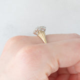 Anel de diamante vintage em ouro amarelo e branco 9K (aprox. 0.20ctw), década de 80