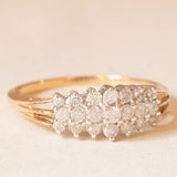 Anello vintage in oro giallo e bianco 9K con diamanti (0.35ctw ca.), anni ‘70/‘80