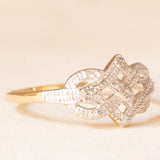 Anello vintage in oro giallo e bianco 9K con diamanti