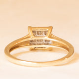 Anello vintage in oro giallo 9K con diamanti di taglio carré (0.30ctw ca.), anno 2016