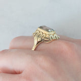 Anello da cocktail vintage in oro giallo 8K con acquamarina (2.50ct ca.), anni ‘60/‘70