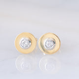 Orecchini punto luce vintage in oro giallo 8K con diamanti (0.12ctw ca.), anni ‘70