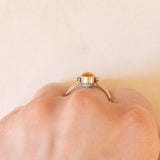 Anello doppio girevole vintage in oro giallo 9K con amazonite e ambra, anni ‘70/‘80