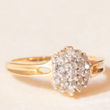 Vintage-Diamant-Blumenring aus 14-karätigem Gelbgold im Brillantschliff (ca. 0.25 ctw), 70er Jahre