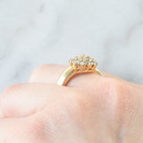 Anello a fiore e a fascia in oro giallo 14K con diamanti di taglio brillante (0.70ctw ca.), anni ‘70
