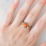 Vintage 8K Yellow Gold Orange Coral Ring, 60s