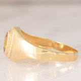 Chevalière vintage en or jaune 14 carats avec citrine et quartz, années 60