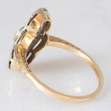Anello antico in oro giallo 18K e argento con diamanti di taglio rosetta, primi del ‘900