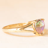 Anello vintage in oro giallo 9K con topazio mistico di taglio a cuore (2ct ca.), anni ‘90/‘2000