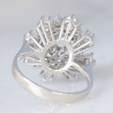 Anello a fiocco di neve vintage in oro bianco 18K con diamanti di taglio brillante (1.33ctw ca.), anni ‘70