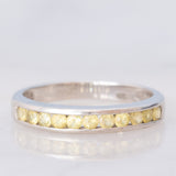 Riviera vintage in oro bianco 9K con zaffiri gialli sintetici (0.54ctw)