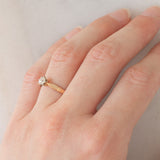 Solitario antico in oro giallo 14K con diamante di taglio vecchia miniera (0.20ct ca.), anni ‘10
