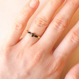 Trilogy vintage in oro giallo 14K con onici, anni ‘50
