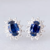 Orecchini a margherita vintage in platino con zaffiri (1.96ctw) e diamanti (0.34ctw), anni ‘90