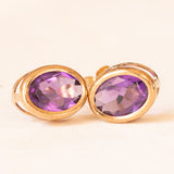 Vintage-Ohrringe aus 9-karätigem Gelbgold mit Lichtpunkten und Amethysten (ca. 1.40 ctw)