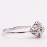 Anel vintage de floco de neve em ouro branco 14K com diamantes em lapidação brilhante (aprox. 0.40 ctw), década de 70