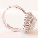Vintage-Ring aus 18-karätigem Weißgold mit Aquamarin (ca. 2 ct) und Diamanten im Brillantschliff (ca. 0.12 ctw), 80er/90er Jahre
